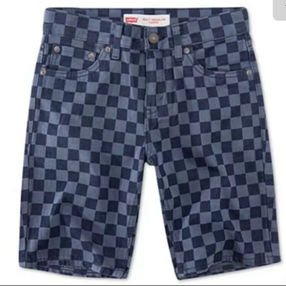 LEVI’S 💚 Big Boys 502 Checkerboard-Print Shorts